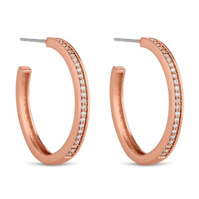 Rose gold pave hoop earring
